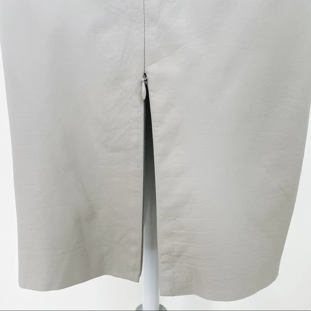 NWT By MALENE BIRGER Gray Embossed Leather Pencil Skirt - Picture 6 of 13
